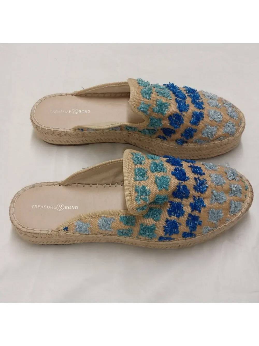 Treasure & Bond Woven Espadrille Mules Sz 10M Beige Slip-On Flats